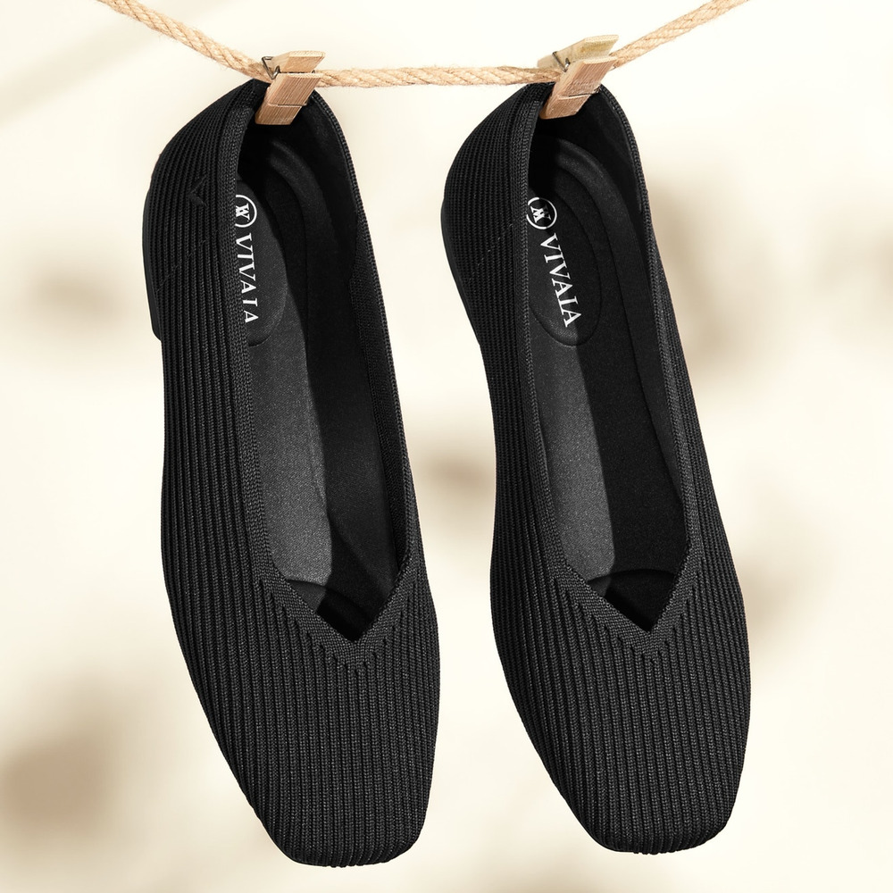 Vivaia Margot Old Money Versatile Arch Support Square Comfort Flats Black 9-9.5W
